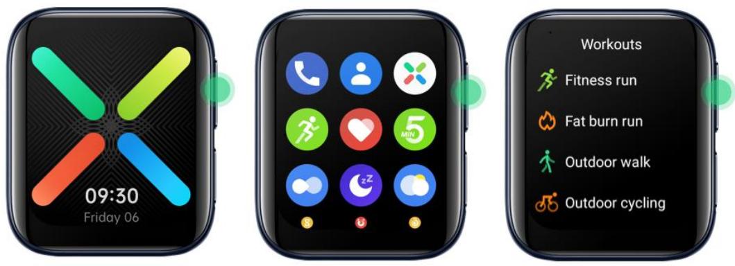OPPO WATCH NOIR 46MM - Fonctions des boutons - 2
