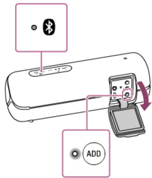 SONY XB-22 - Appuyez sur la touche ADD (Ajout d'enceinte) qui se trouve derrière le capuchon à l'arrière de l'une des 2 enceintes. - 6