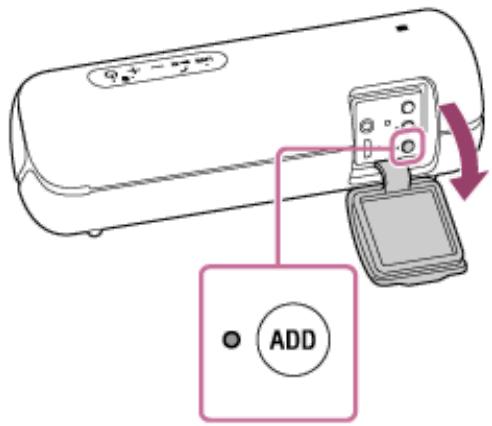 SONY XB-22 - Appuyez sur la touche ADD (Ajout d'enceinte) qui se trouve derriere le capuchon à l'arrière de l'enceinte. - 1