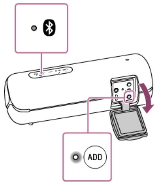 SONY XB-22 - Appuyez sur la touche ADD (Ajout d'enceinte) qui se trouve derrière le capuchon à l'arrière de l'une des 2 enceintes. - 5