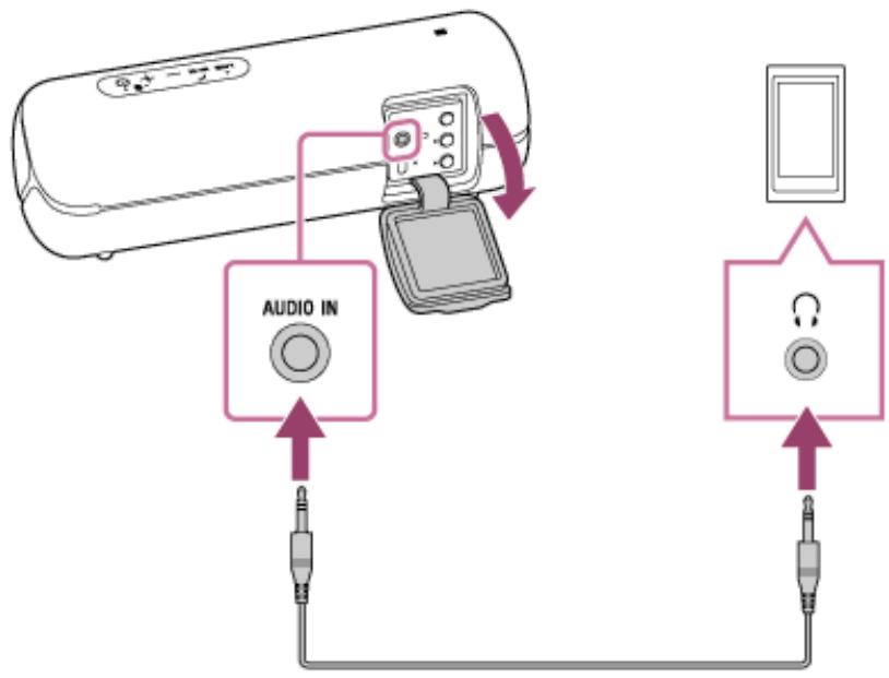 SONY XB-22 - Branchez un périphérique sur la prise AUDIO IN à l'aide d'un cable audio (disponible dans le commerce). - 1
