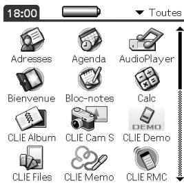 SONY CLIE - Démarrage d'une application à l'aide du navigateur Jog Dial™ - 1