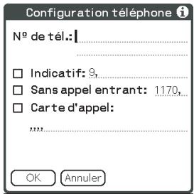 SONY CLIE - Frappez le champ Entrer n° de tel. au-dessous du nom du modem. - 1