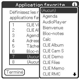 SONY CLIE - Frappez un numero d'application favorite (raccourci) à attribuer à une application. - 1