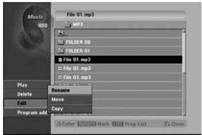 HITACHI DV-DS 161 E - Options des menus Audio CD et Music - 1