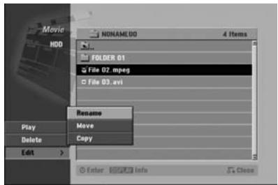 HITACHI DV-DS 161 E - Options du menu Movie - 1