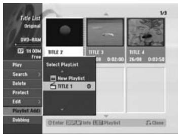 HITACHI DV-DS 161 E - Ajout de titres/chapitres à la liste de lecture RAM -RWVR - 2