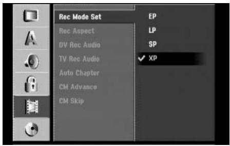HITACHI DV-DS 161 E - Réglage du mode d'enregistrement - 1