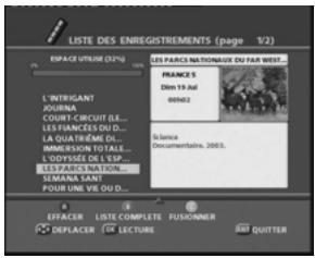 SAGEM DVR-S6240SL - 7-5 LIST DES PROGRAMMES ENREGISTRÉS - 1