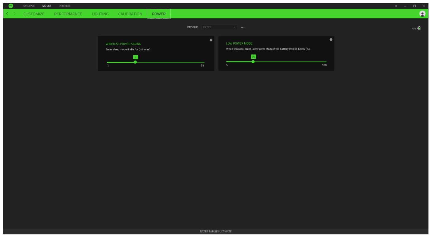 RAZER Basilisk Ultimate - Onglet Alimentation - 1