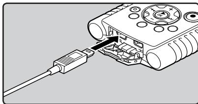 OLYMPUS LS-20M - Lorsque l'enregistreur est en mode stop ou désactivé, connectez le cable USB à la prise de raccordement sur le bas de l'enregistreur. - 1