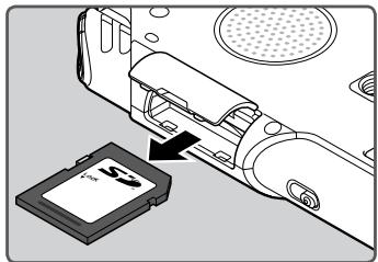 OLYMPUS LS-20M - Poussez la carte SD vers l'intérieur pour la verrouiller et laissez-la s'éjecter partiellement. - 1