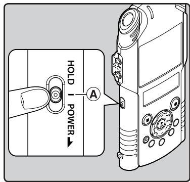 OLYMPUS LS-20M - Glissez le commutateur POWER/HOLD en position (A) - 1