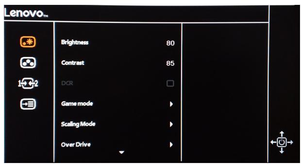 LENOVO ECRANGS2QC-10 - Utilisation des commandes d'affichage à l'écran (OSD) - 1