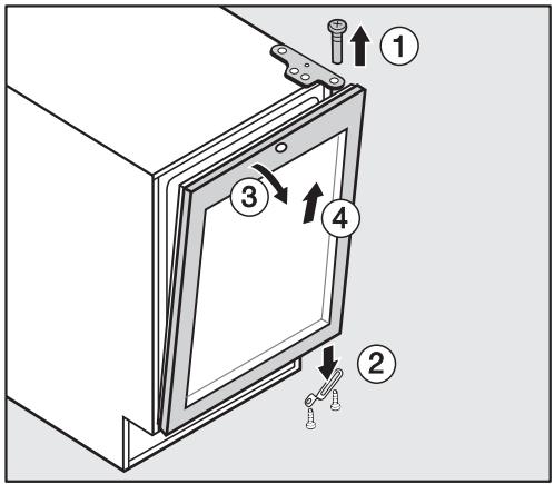 MIELE KWT 4154 UG - PV-INOX - Inversion du sens d'ouverture de porte - 1