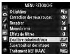 NIKON D610 - Sélectionner une rubrique dans le menu Retouche. - 2