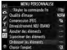 NIKON D610 - Quitter et returner au Menu personnelisé. - 2