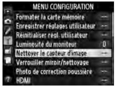 NIKON D610 - Sélectionner Nettoyer le capteur d'image dans le menu Configuration. - 2