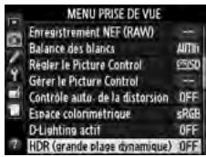 NIKON D610 - Sélectionner HDR (grande plage dynamique). - 2