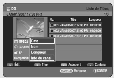 SAMSUNG DVD-HR755 - Utilisation du bouton TITLE LIST - 2