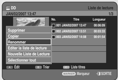 SAMSUNG DVD-HR755 - Changement du nom d'une entrée dans la liste de lecture - 2