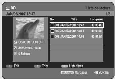 SAMSUNG DVD-HR755 - Changement du nom d'une entrée dans la liste de lecture - 1