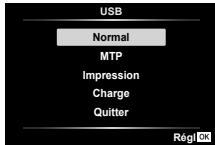 OLYMPUS TG-5 - Une liste d'options s'affiche. Mettez en surbrillance [Normal] ou [MTP] et appuyez sur le bouton - 1