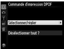 NIKON D3200 18-55 UR II - Choisir Sélectionner/régler pour la rubrique Commande d'impression DPOF du menu Visualisation. - 2