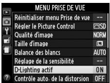 NIKON D3200 18-55 UR II - Afficher les options de D-Lighting actif. - 2