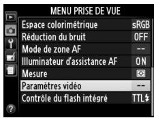NIKON D3200 18-55 UR II - Sélectionner Paramètres vidéo. - 2