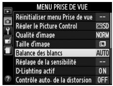 NIKON D3200 18-55 UR II - Afficher les options de balance des blancs. - 2