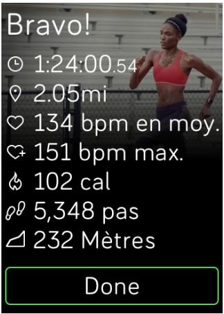 FITBIT iOniC - Affichage du résumé de la séance d'entrainment - 1