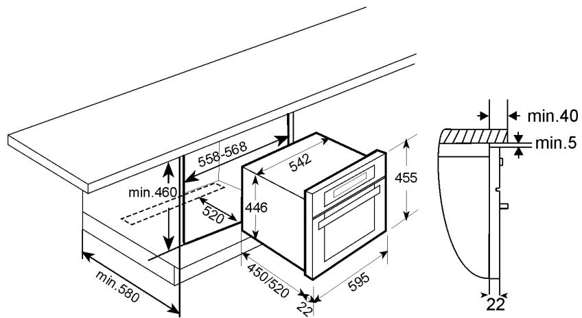 ROSIERES RDCG40MIN - Dimensions pour l'installation du four / Installation - 1