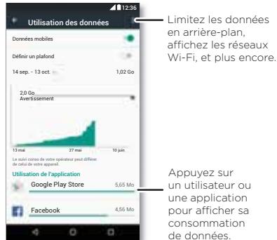 LENOVO MOTO G4 PLAY WHITE - Trouver la fonction: Applications 已 > Paramétres> Utilisation des données - 1