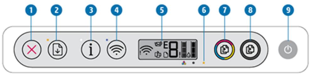 HP DeskJet Plus 4122 - Présentation des boutons et voyants - 1