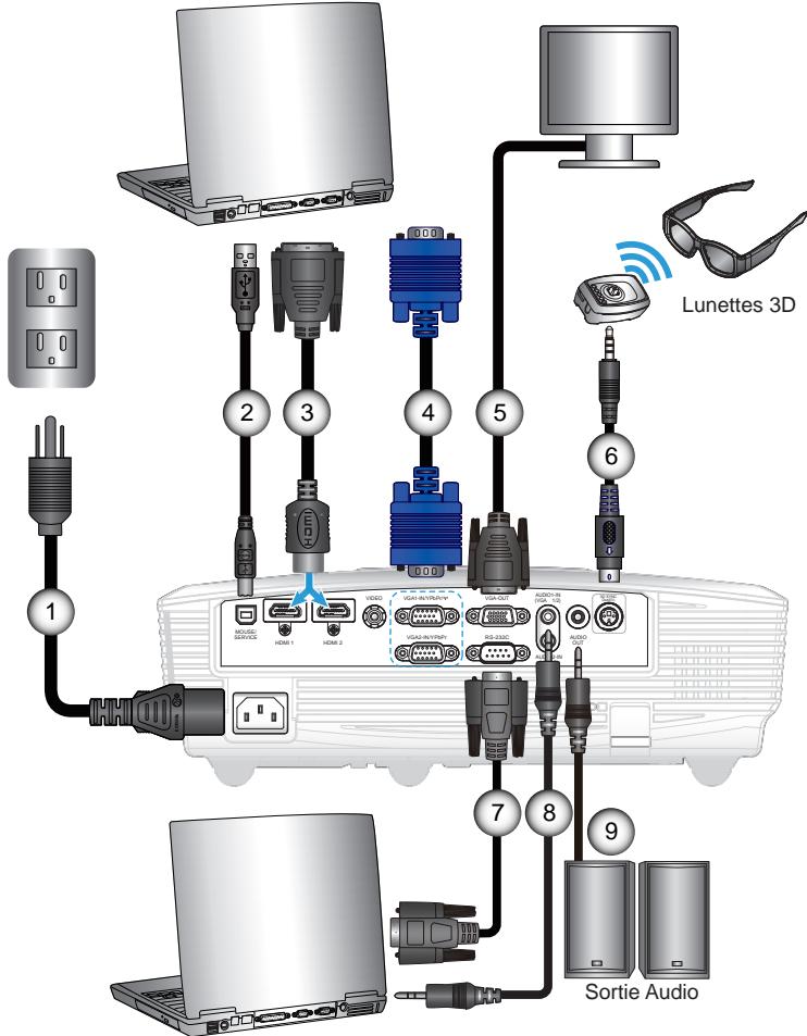 OPTOMAR DH1011 - Connexion à l'ordinateur de bureau/ ordinateur portable - 1