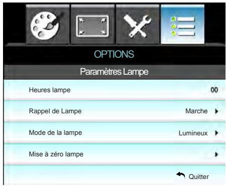 OPTOMAR DH1011 - OPTIONS / Paramètres Lampe - 1