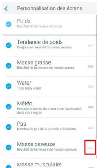 NOKIA BODY CARDIO BLANCHE - Modification de l'ordre d'affichage des écrans - 4