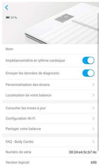 NOKIA BODY CARDIO BLANCHE - Touchez Localisation de votre balance. - 1