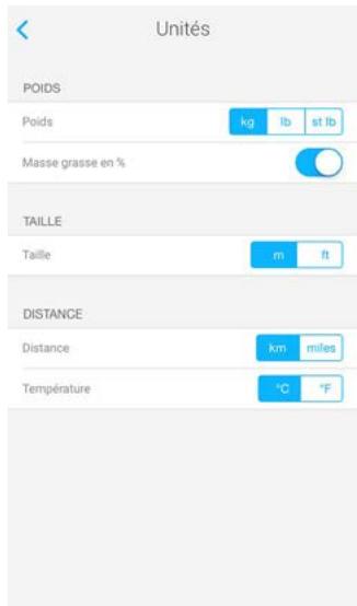 NOKIA BODY CARDIO BLANCHE - Modification de l'unité de température - 2