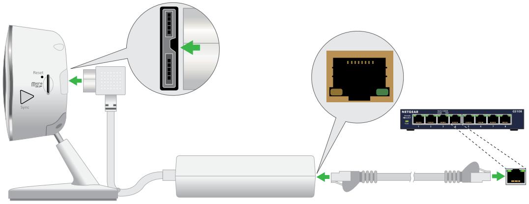 NETGEAR ARLO O4243684 - To connect an Arlo Q Plus camera with PoE: - 1