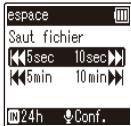 OLYMPUS VN-415 - Appuyez sur la touche + / - pour selectionner [Saut fichier], - 2