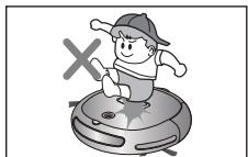 SAMSUNG SR8732 - Veillez à ce que les enfants ne montent pas ou ne s'assoient pas sur le robot aspirateur. - 1