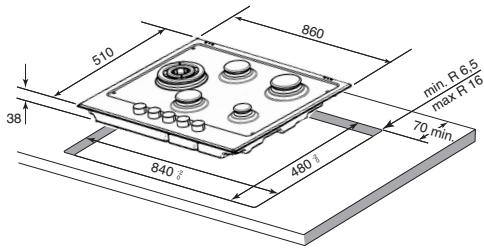 KITCHENAID KHPI 9050 - Dimensions et distances à observer - 1