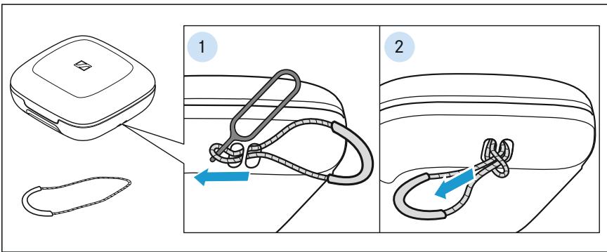 SENNHEISER momentumsports - Fixer la sangle de doigt au boîtier de chargement - 1