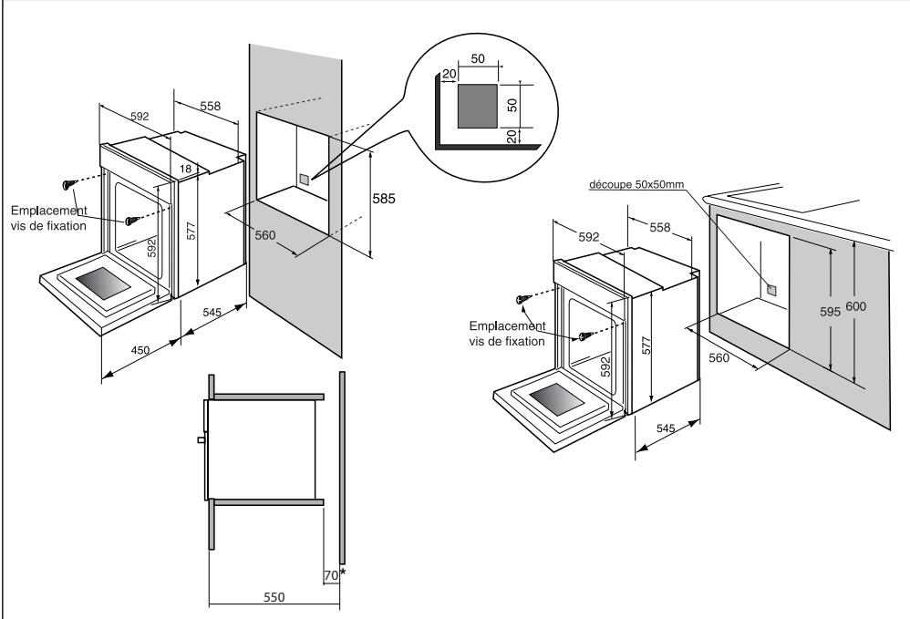 DE DIETRICH WTDOP420 - Dimensions utiles pour encastrer votre four - 1