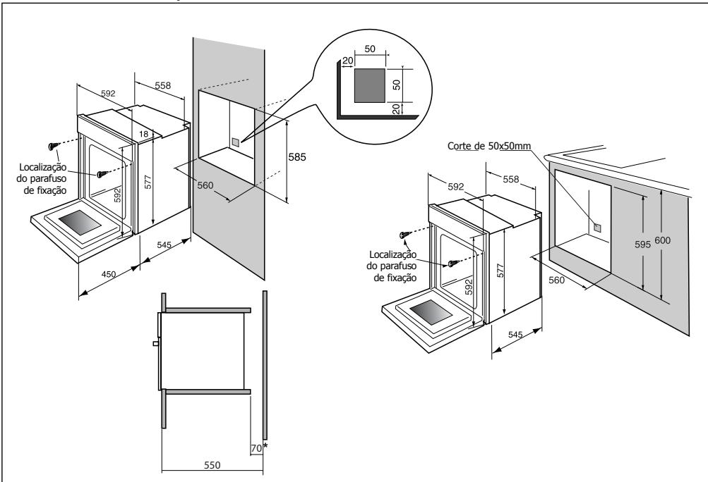 DE DIETRICH WTDOP420 - Dimensoes uteis para encastrar o seu forno - 1
