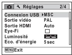 PENTAX X90 - [Réglages] menu 2 - 1