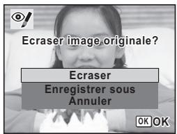 PENTAX X90 - Utilisez le bouton de navigation ( ) pour selectionner [Ecraser] ou [Enregisterer sous]. - 1