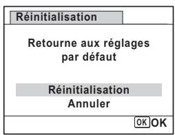 PENTAX X90 - Appuyez sur le bouton de navigation () pour selectionner [Réinitialisation]. - 1